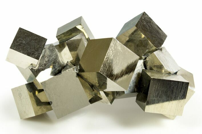 Shiny, Natural Pyrite Cube Cluster - Navajun, Spain #305232